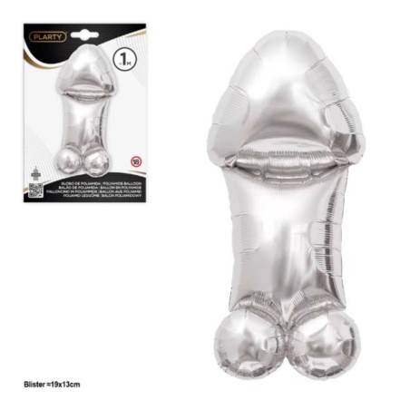 Balon foliowy srebrny Penis 100 cm