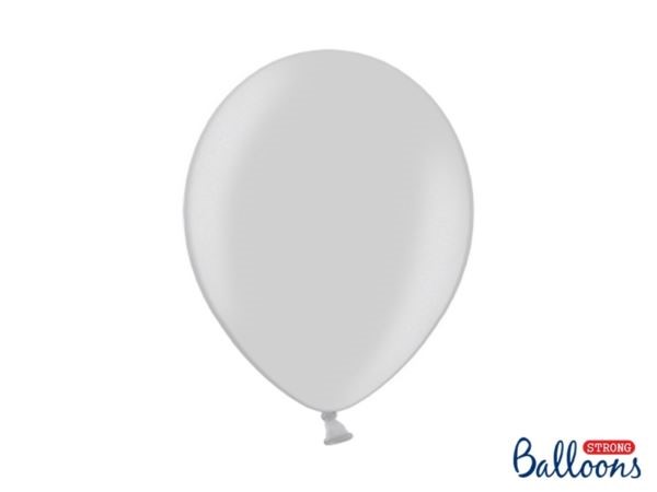 Balony Strong 30 cm, Metallic Silver Snow,10 szt.