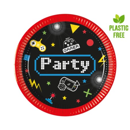 Talerzyki papierowe Gaming Party, 20cm, 8 szt. (pl