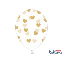 Balony 30cm, Serduszka, Crystal Clear, 6 szt.