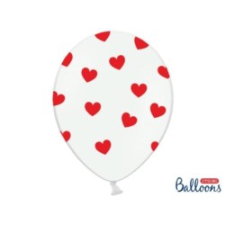 Balony 30 cm, Serduszka,Pastel Pure White, 6 szt.