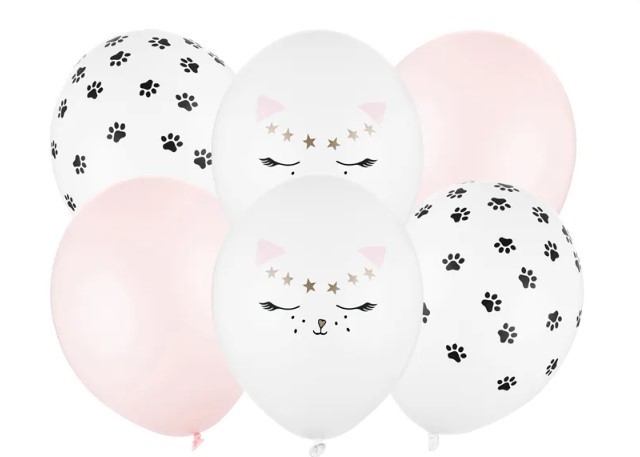 Balony 30cm, Kotek, mix / 6szt. Balony 30cm, Kotek, mix / 6szt.
