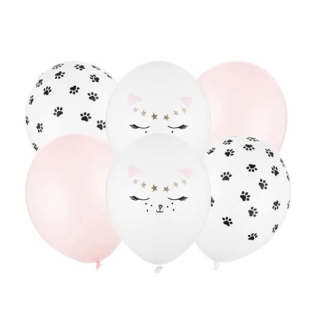 Balony 30cm, Kotek, mix / 6szt.