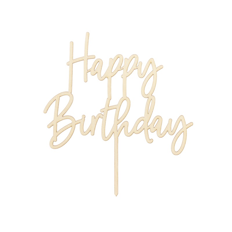 Topper drewniany Happy Birthday, 16.5cm Topper drewniany Happy Birthday, 16.5cm