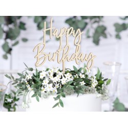 Topper drewniany Happy Birthday, 16.5cm