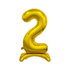 Balon foliowy B&C Cyfra stojąca 2, złota, 74 cm