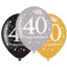 Balony lateksowe 40 Lat Sparkling Birthday 6szt.
