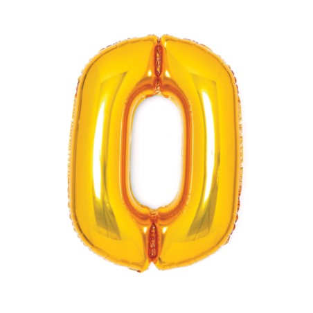 Balon foliowy cyfra "0" złoto 43x66 cm.