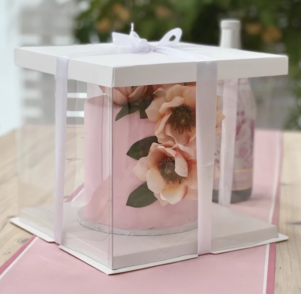 Pudełko na ciasto ze wstążką 20 x 20 x 25 cm 1 szt Pudełko na ciasto ze wstążką 20 x 20 x 25 cm 1 szt