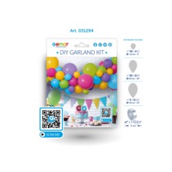 Girlanda balonowa DIY Kolorowa, 65 balonów + taśma