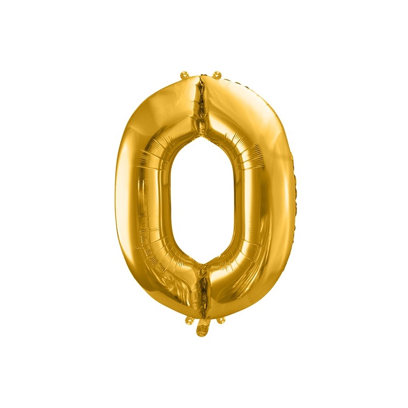 Balon foliowy Cyfra "0", 86cm, złoty Balon foliowy Cyfra "0", 86cm, złoty
