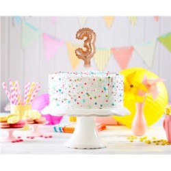 Balon foliowy 13 cm na patyczku "Cyfra 3", różowo-