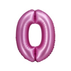 Balon foliowy B&C, Cyfra 0, satynowa różowa, 76 cm