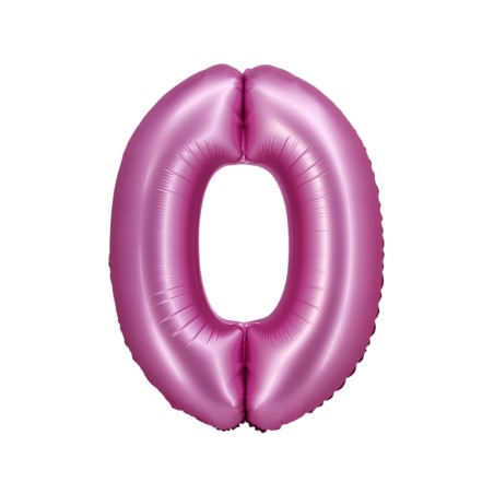 Balon foliowy B&C, Cyfra 0, satynowa różowa, 76 cm