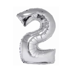 Balon foliowy Smart, Cyfra 2, srebrna, 76 cm