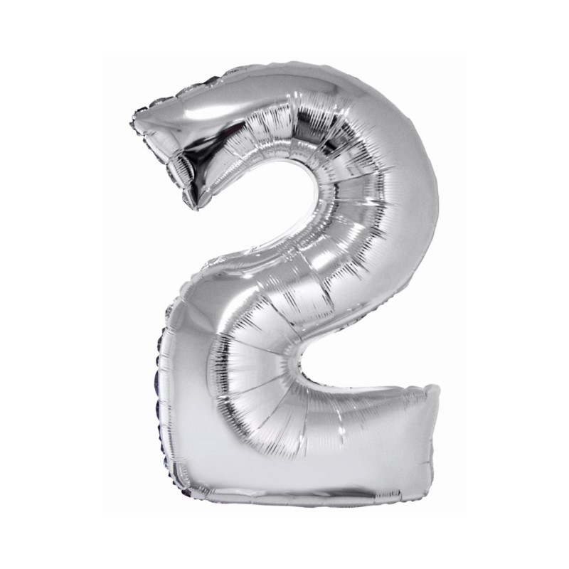 Balon foliowy Smart, Cyfra 2, srebrna, 76 cm Balon foliowy Smart, Cyfra 2, srebrna, 76 cm