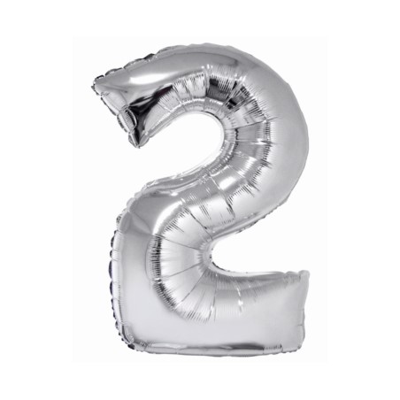 Balon foliowy Smart, Cyfra 2, srebrna, 76 cm