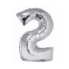 Balon foliowy Smart, Cyfra 2, srebrna, 76 cm