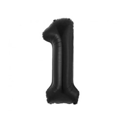 Balon foliowy B&C, cyfra 1, matowa czarna, 85 cm