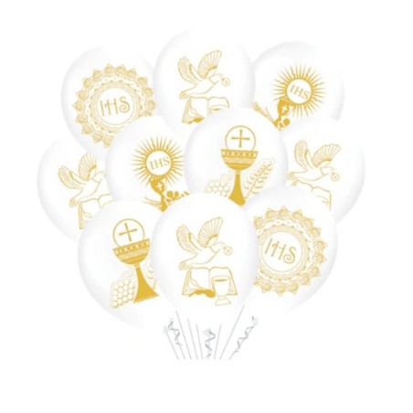 Balony Komunia Święta białe 12" 10szt