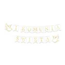 Baner komunijny I Komunia Święta biało-złoty 250cm