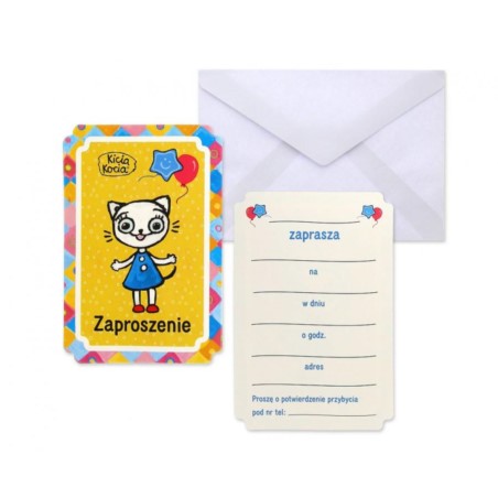 Zaproszenia pap. Kicia Kocia (licencja), 6 szt.