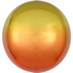 Balon, foliowy 15" ORBZ - kula, zolty i pomaranczo