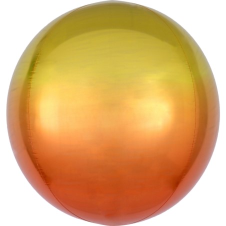 Balon, foliowy 15" ORBZ - kula, zolty i pomaranczo