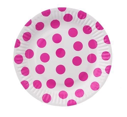 Talerzyki papierowe Groszki (magenta),18 cm,6 szt Talerzyki papierowe Groszki (magenta),18 cm,6 szt