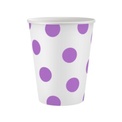 Kubeczki pap. Groszki, lawendowe, 250 ml, 6szt