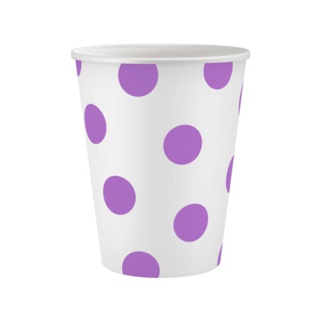 Kubeczki pap. Groszki, lawendowe, 250 ml, 6szt