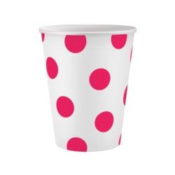 Kubeczki pap. Groszki, magenta ,250 ml, 6szt