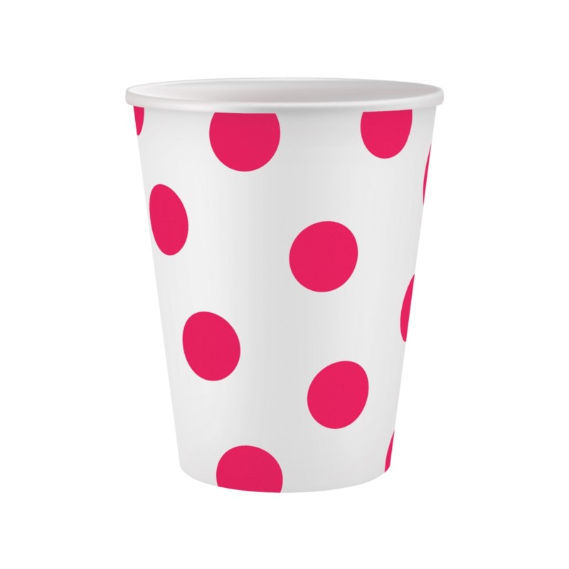 Kubeczki pap. Groszki, magenta ,250 ml, 6szt Kubeczki pap. Groszki, magenta ,250 ml, 6szt