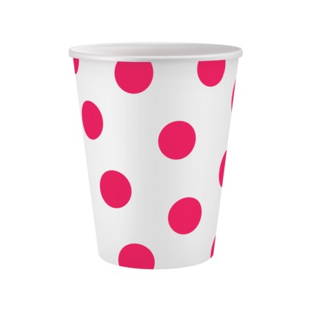 Kubeczki pap. Groszki, magenta ,250 ml, 6szt