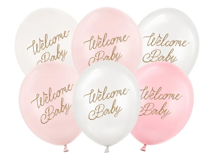 Balony 30 cm, Welcome Baby, mix różowy 6 szt. Balony 30 cm, Welcome Baby, mix różowy 6 szt.