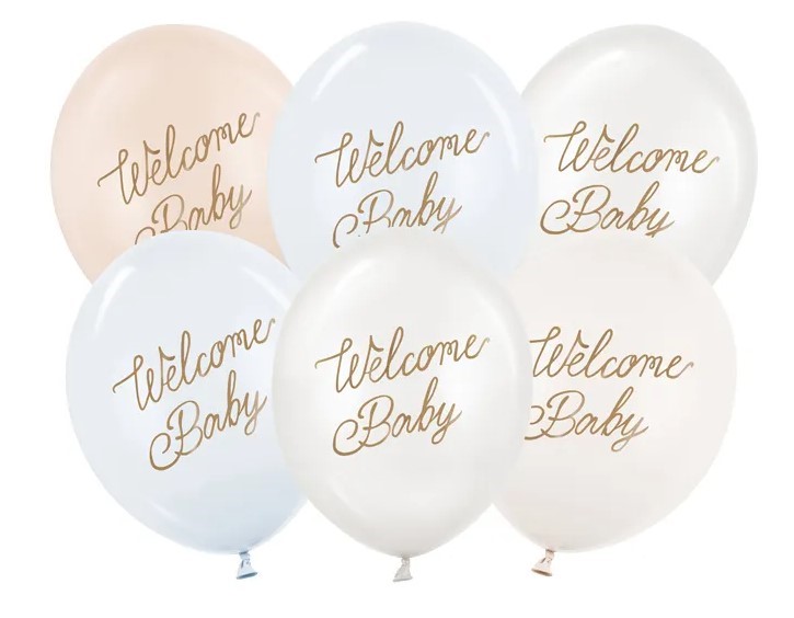 Balony 30 cm, Welcome Baby, mix niebieski 6 szt. Balony 30 cm, Welcome Baby, mix niebieski 6 szt.
