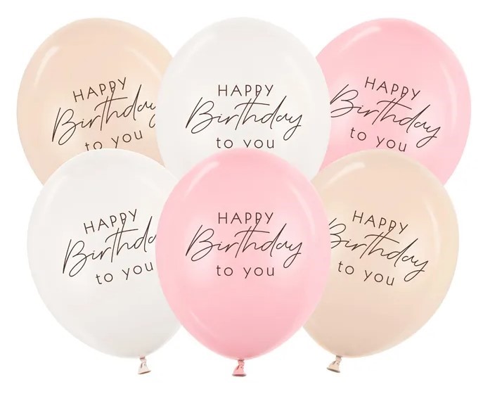 Balony 30 cm, Happy Birthday, mix różowy 6 szt. Balony 30 cm, Happy Birthday, mix różowy 6 szt.