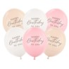 Balony 30 cm, Happy Birthday, mix różowy 6 szt.