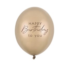 Balony 30 cm, Happy Birthday, Metallic Cold Gold