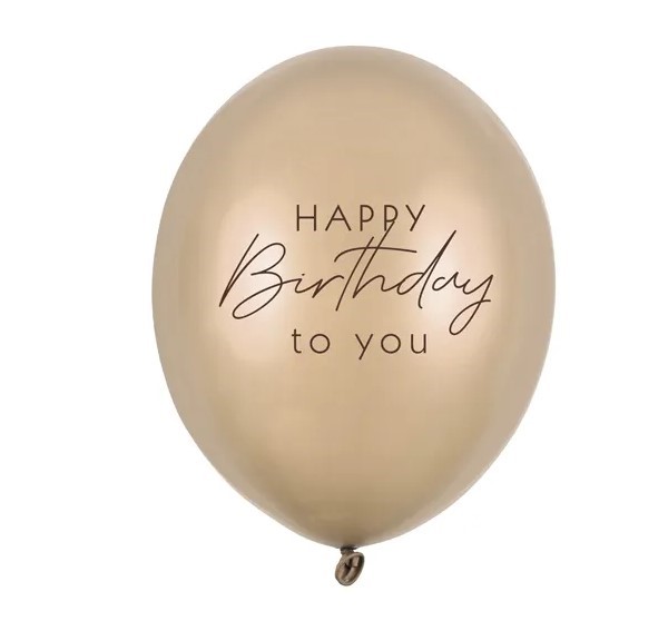 Balony 30 cm, Happy Birthday, Metallic Cold Gold Balony 30 cm, Happy Birthday, Metallic Cold Gold