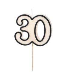 Świeczka urodzinowa liczba 40, 5,5cm, biało-czarny
