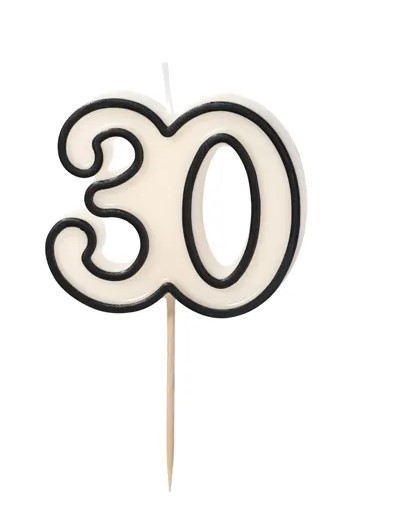 Świeczka urodzinowa liczba 40, 5,5cm, biało-czarny