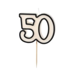 Świeczka urodzinowa liczba 50, 5,5cm, biało-czarny