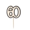 Świeczka urodzinowa liczba 60, 5,5cm, biało-czarny