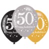 Balony lateksowe 50 Lat Sparlking Birthday 6szt.
