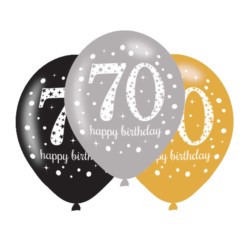 Balony lateksowe 70 Lat Sparkling Birthday 6szt