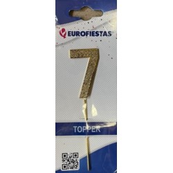 Topper złoty z diamentami "7" 10 cm