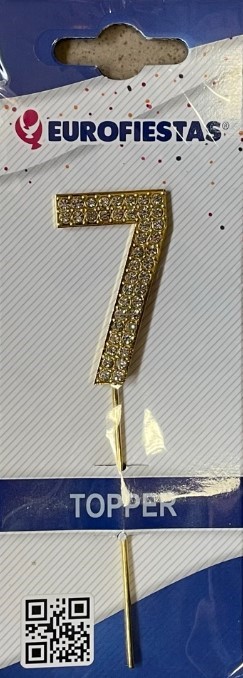 Topper złoty z diamentami "7" 10 cm