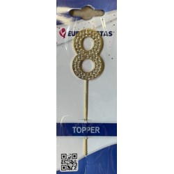 Topper złoty z diamentami "8" 10 cm