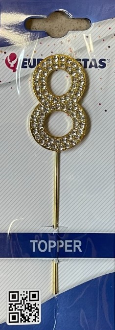 Topper złoty z diamentami "8" 10 cm Topper złoty z diamentami "8" 10 cm